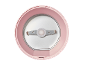 Pink chopper with a stainless steel blade, top view.