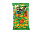 Halloween ketchup-flavored bat-shaped chips bag, featuring a scarecrow and a castle.