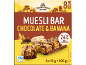 Muesli bars chocolate & banana, 8 count, with 24% milk chocolate.