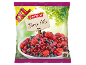 Frozen berry mix in an XXL bag, with a label reading 'Berry Mix' and cooking instructions.