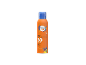 Orange sport transparent sun protect spray SPF 30, high protection, fast absorption, cooling, waterproof.