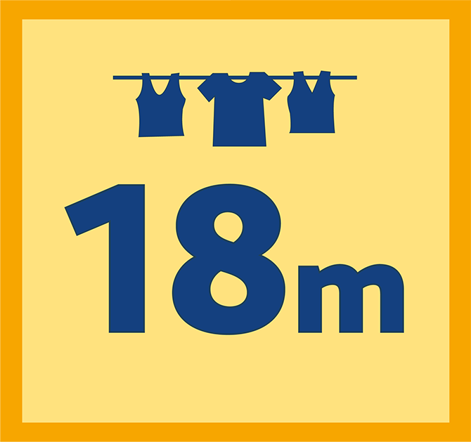 Clothes drying rack with 18m length.