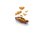 Bat-shaped snacks flying out of a wooden coffin, surrounded by mist.