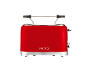 Red retro toaster with chrome accents and '1973' embossed on the side.