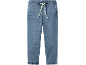 Blue denim joggers with an elastic waistband and drawstring
