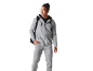 Men's grey tracksuit with zip-up hoodie and joggers.
