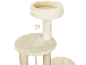 Beige cat tree with perch, platform, and sisal scratching posts.