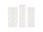 Clear rubber bumpers in various sizes for surface protection.