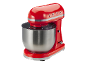 Red stand mixer with a stainless steel bowl and chrome details, featuring the number 1973
