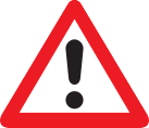 Triangular warning sign with an exclamation mark.