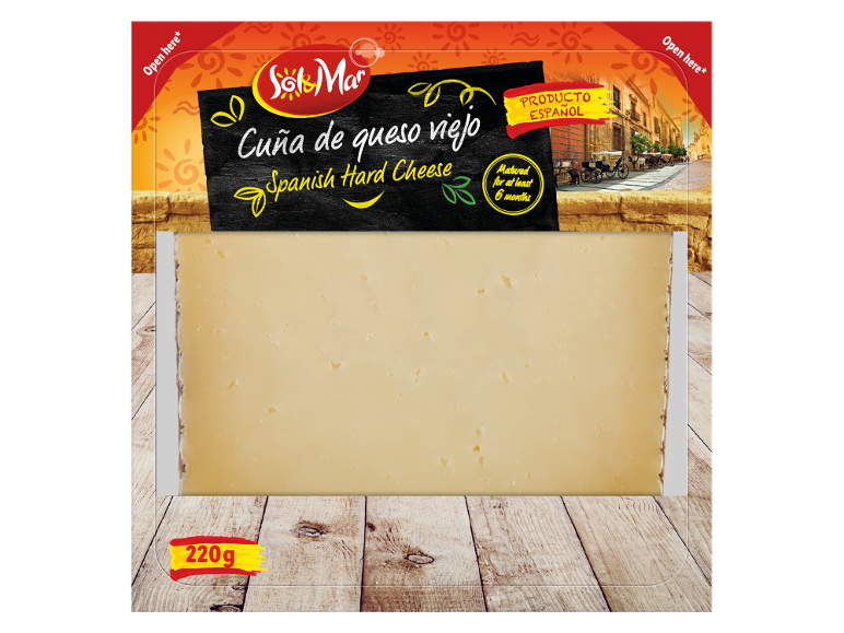 Packaged Spanish hard cheese, matured for at least 6 months, 220g.