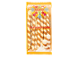 Vanilla wafer rolls in a transparent package with floral patterns.