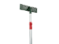 Window squeegee with telescopic handle, dark green and red.