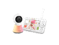 Baby monitor with camera and screen, showing a smiling baby and the temperature 25°C.