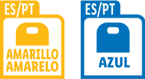 ES/PT labels: yellow with 'AMARILLO AMARELO', blue with 'AZUL'.