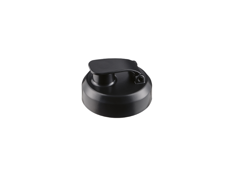Black shaker bottle lid with a flip-top spout.