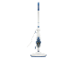 White and blue steam mop for floors with a cord.