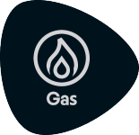 Label with a flame icon and the text 'Gas'.