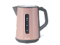 Rose gold electric kettle with water level indicator and grey accents.