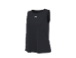 Black sports tank top with a white logo on the chest.