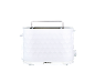 White toaster with a hexagonal pattern and two slots for bread