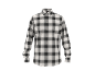 Men's black and white plaid long-sleeve shirt