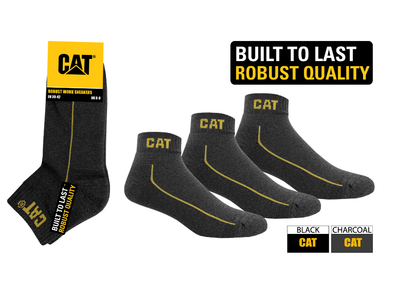 Robust dark grey work socks with yellow details, sizes EU 39-42 / UK 6-9.