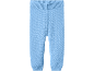 Sky blue baby knitted trousers with ribbed waist and cuffs.