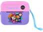 Pink and purple children's camera with a puppy image and 'PAW PATROL' text.