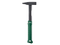 Hammer with a green handle and a black head.