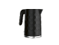 Black electric kettle with a honeycomb texture.