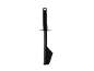 Black kitchen spatula with a handle and a hanging hole.