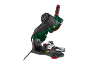 Electric chainsaw sharpener on a black background.