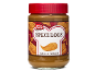 Jar of speculoos cookie spread with a red lid and images of cookies