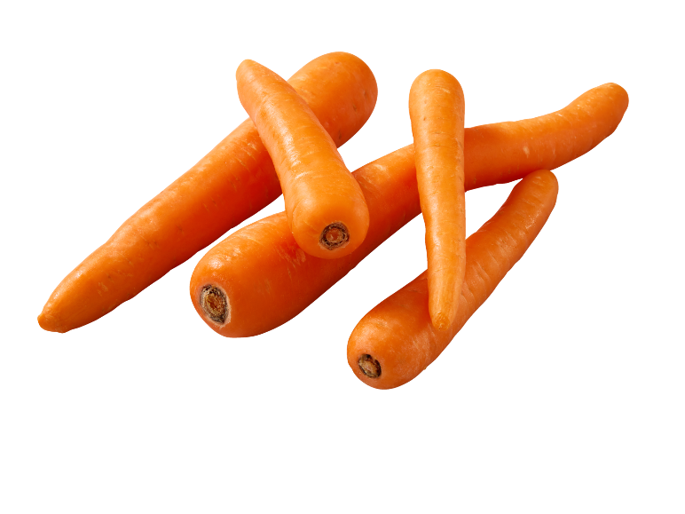 Several fresh, orange carrots placed on a black background.