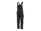 Dark grey work overalls with red details and stitching.