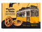 Pastéis de Nata packaging featuring a Lisbon tram and the text 'Pastéis de Nata'.