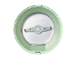 Green blender or chopper container with blade, top view