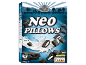 Chocolate pillows with milk splashes, the packaging shows 'Neo Pillows' and 'Source of Fibre'.