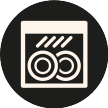 Dishwasher icon, showing dishes and water droplets.