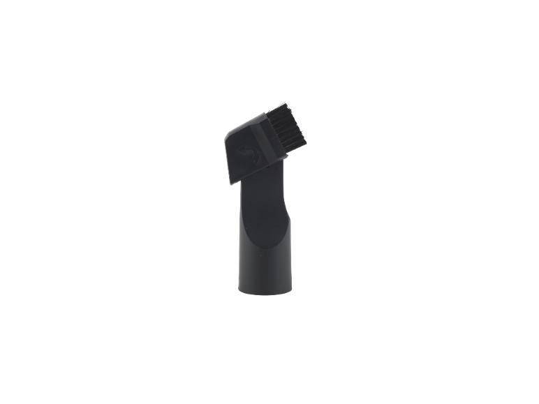 Black vacuum cleaner brush with an angled head and bristles.