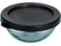 Glass bowl with black lid