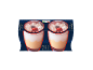 Two cups of zabaglione cherry ice cream with a decorative blue background.