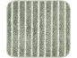 Green bath mat with white stripes.