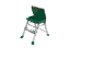 Green step stool with an open storage compartment on top.