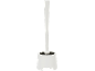 White toilet brush with black bristles and holder.