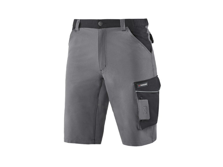 Men's work shorts in grey and black with pockets