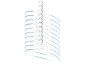 A set of white clothes hangers with blue non-slip details.