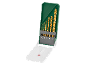 Titanium drill bit set in a green case, sizes from 2 to 8 mm.