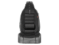 Black and gray car seat cover with white stitching details and mesh texture.